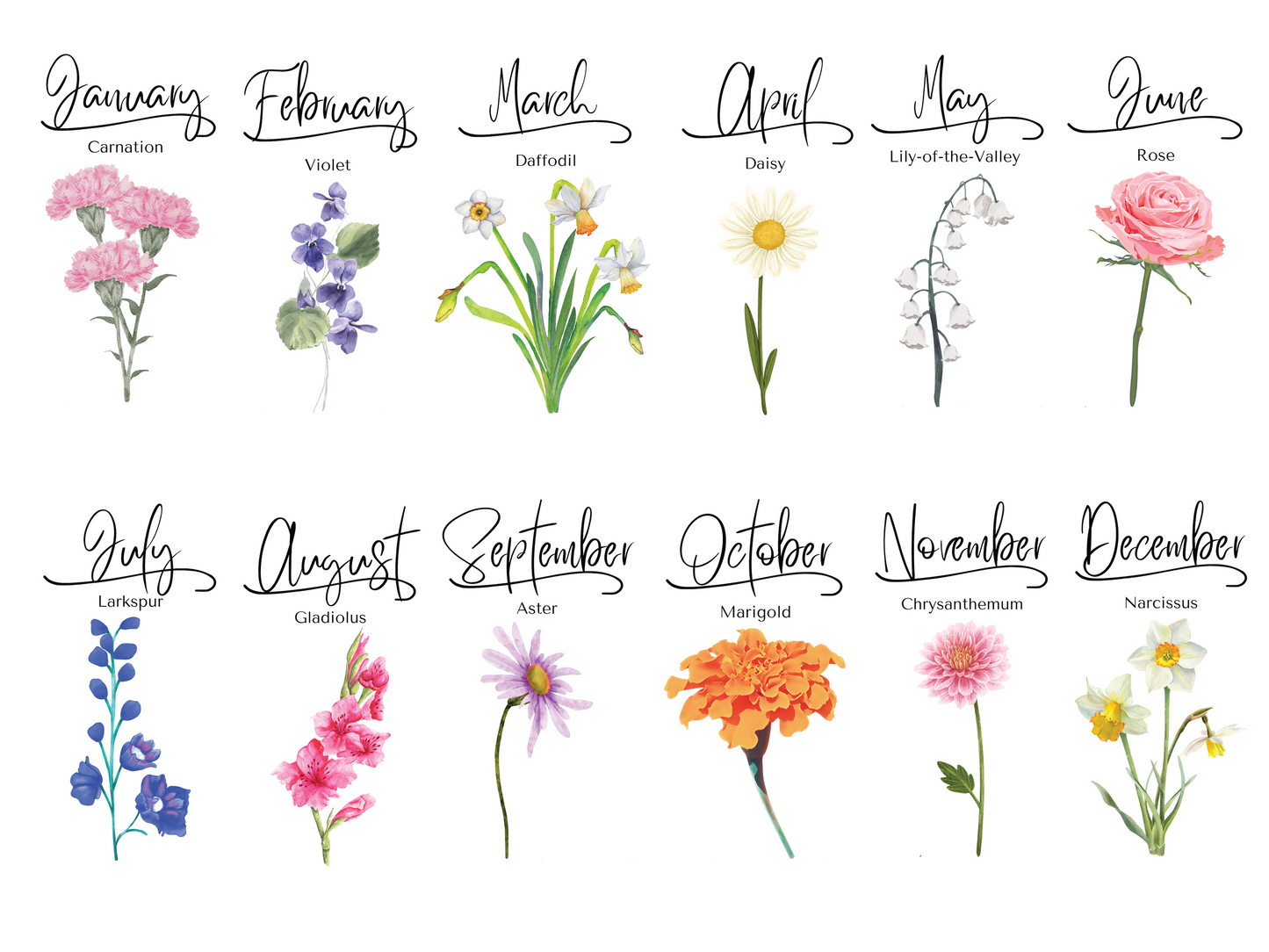 Birth Month Flower Slate