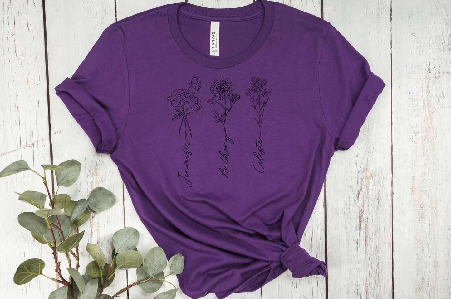 Personalized Birth Month Flower T-Shirts