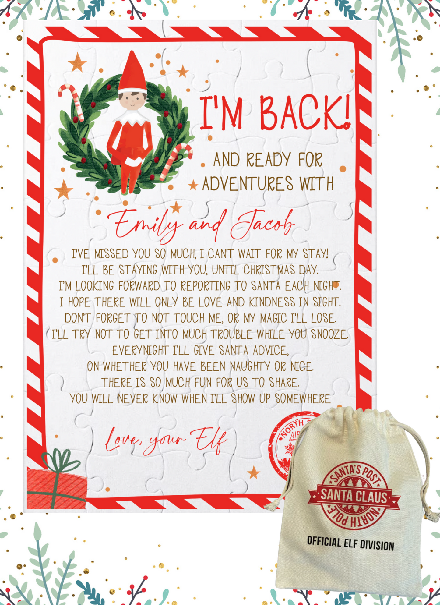 Personalized Elf Arrival Puzzle