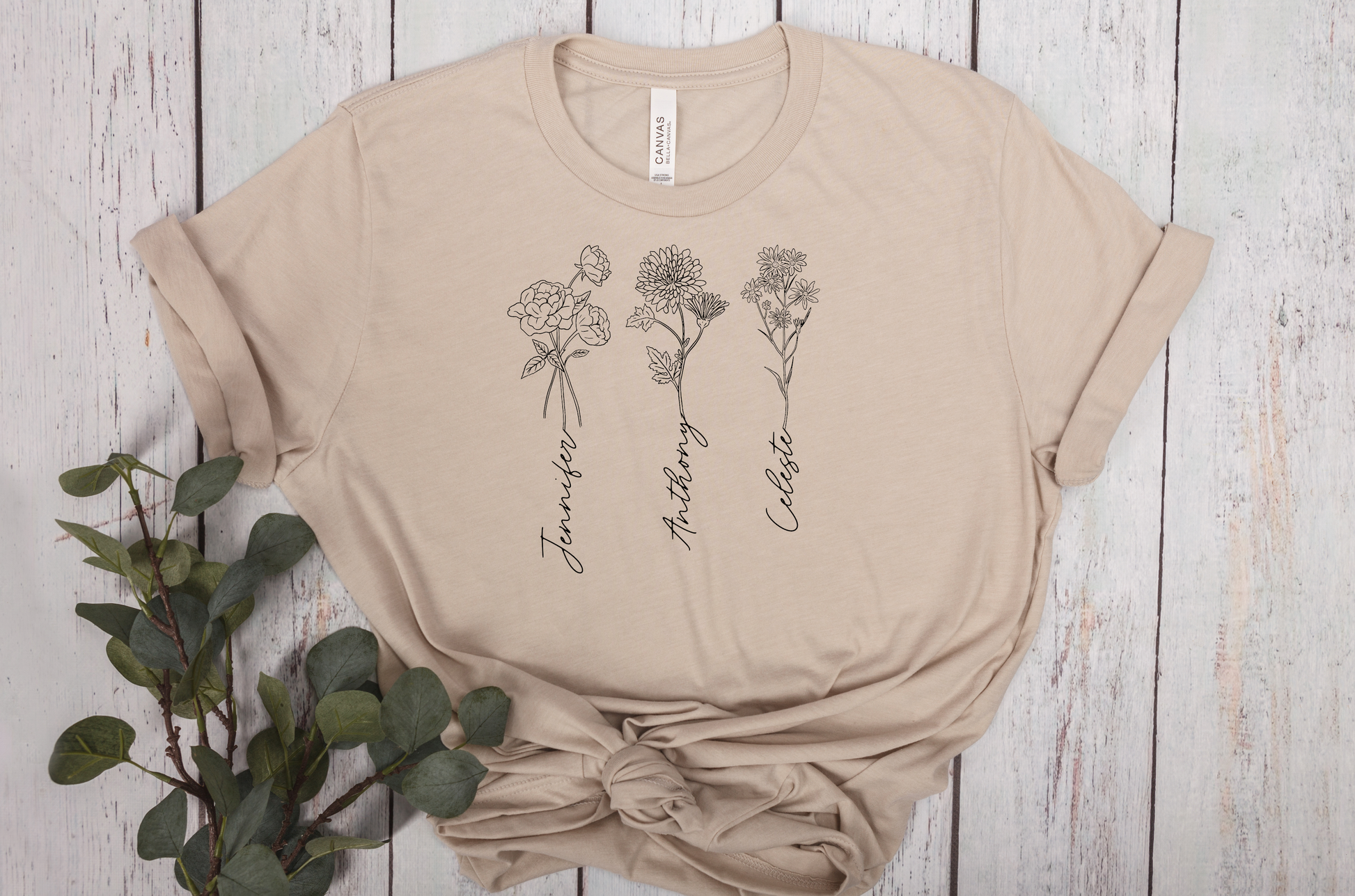 Personalized Birth Month Flower T-Shirts